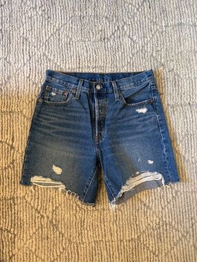 Levi's Distressed Blue High-Rise Denim Shorts